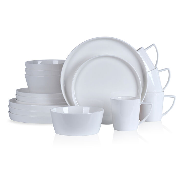 Stone Lain Madeline Bone China 16 Piece Dinnerware Set, White