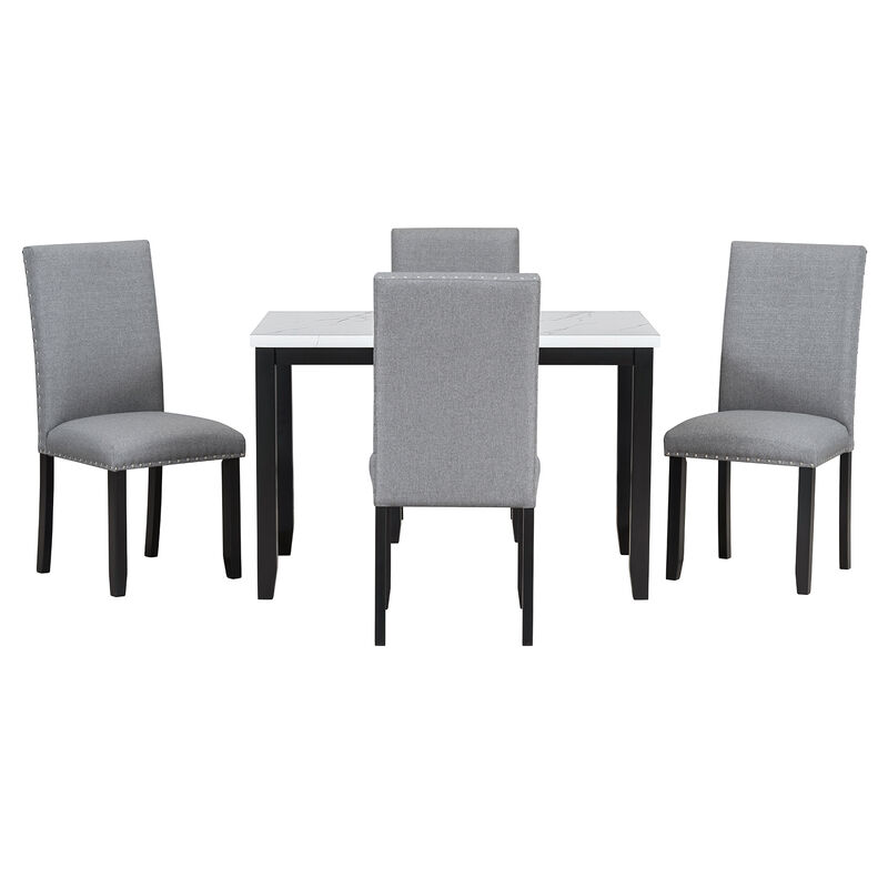 Merax Faux Marble 5-Piece Dining Table Chairs Set