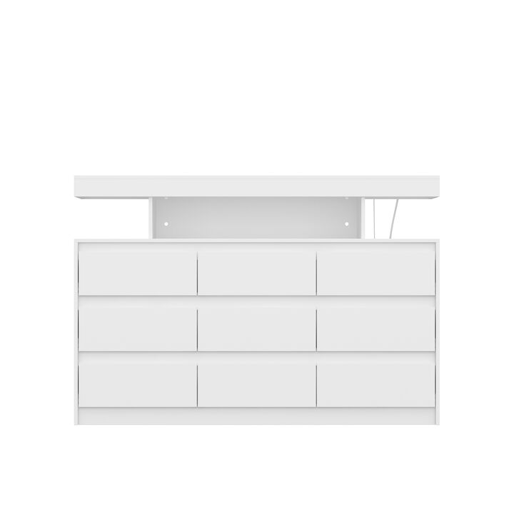 FUFU&GAGA White TV Stand with Drawers and Open Shelving, (47.2" W x 15.7" D x 32.3" H),White