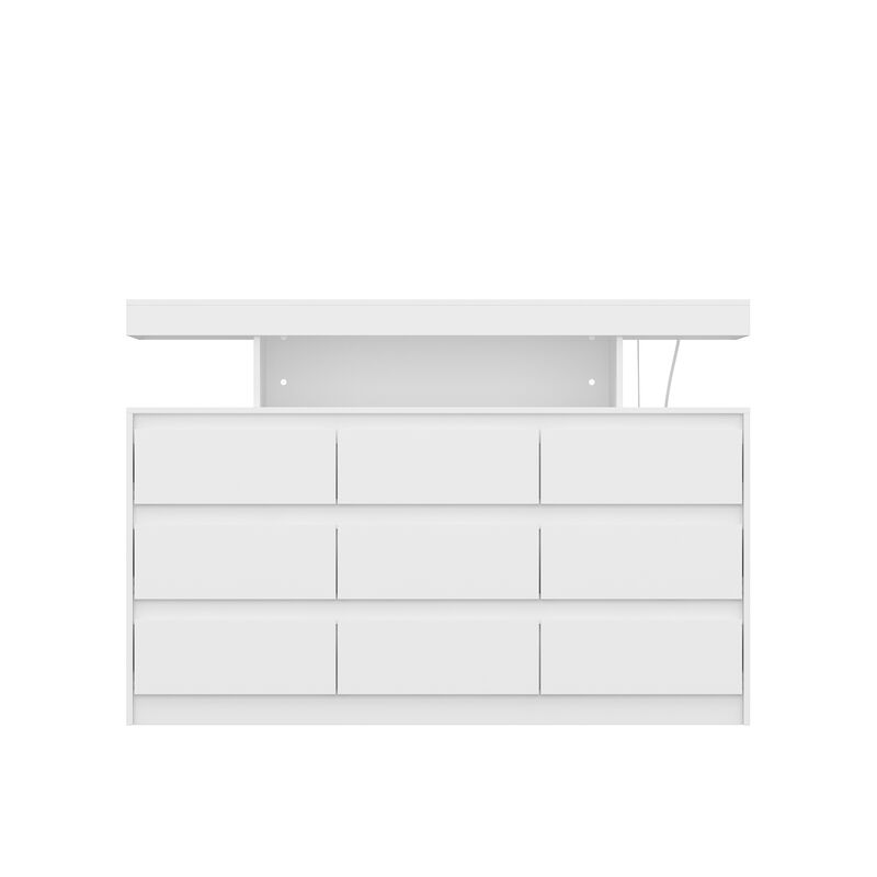 FUFU&GAGA White TV Stand with Drawers and Open Shelving, (47.2" W x 15.7" D x 32.3" H),White