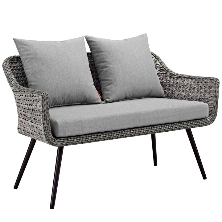 Modway - Endeavor Outdoor Patio Wicker Rattan Loveseat Gray