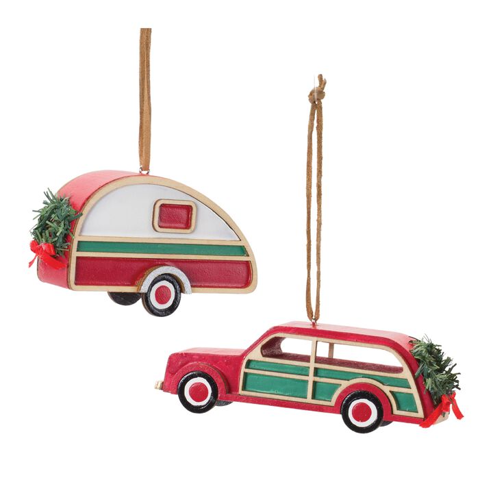 Car and Camper Christmas Ornaments for Holiday Tree Decoration (Set of 12)