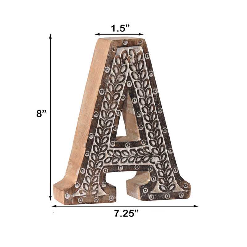 Vintage Natural Handmade Eco-Friendly "A" Alphabet Letter Block For Wall Mount & Table Top Décor