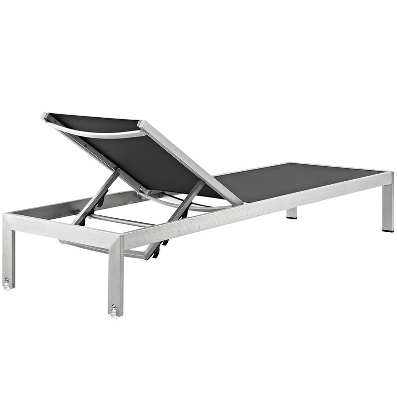 Shore 3 Piece Outdoor Patio Aluminum Set, Silver Black