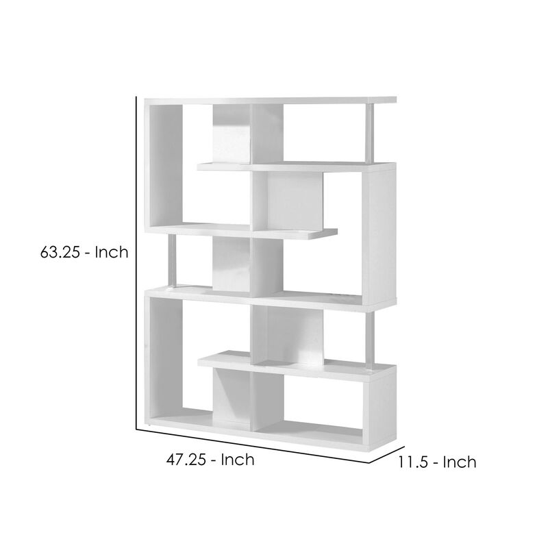 Splendid white bookcase With Chrome Support Beams-Benzara