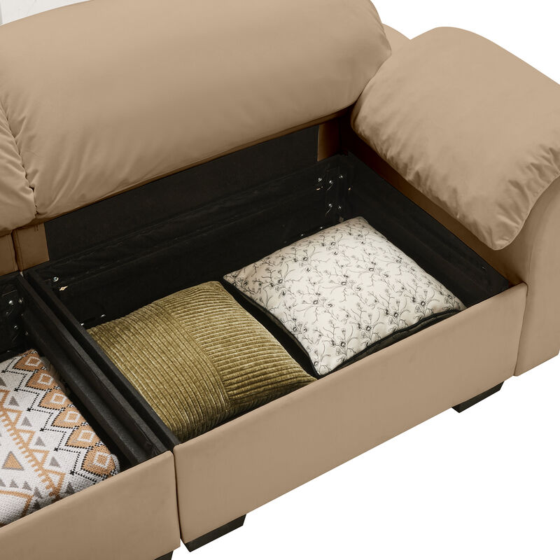 Merax Velvet Loveseat Sofa with Hidden Storage