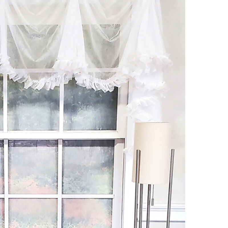 RLF Home Luxurious Modern Design Classic Sheers Victory Swag 3-Scoop Window Valance 50" x 25" Taupe