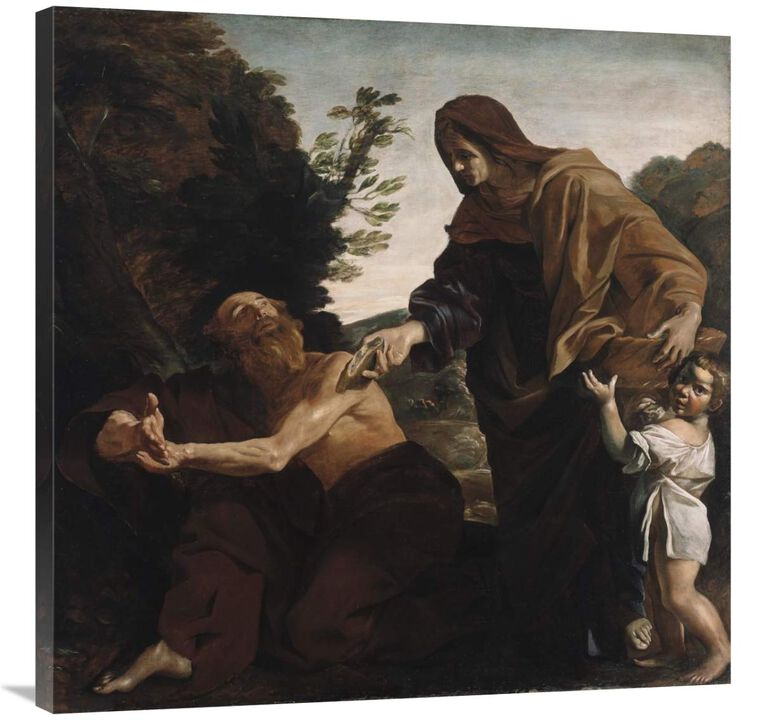 Elijah Receiving Bread from the Widow of Zarephath-Canvas Art-36x36