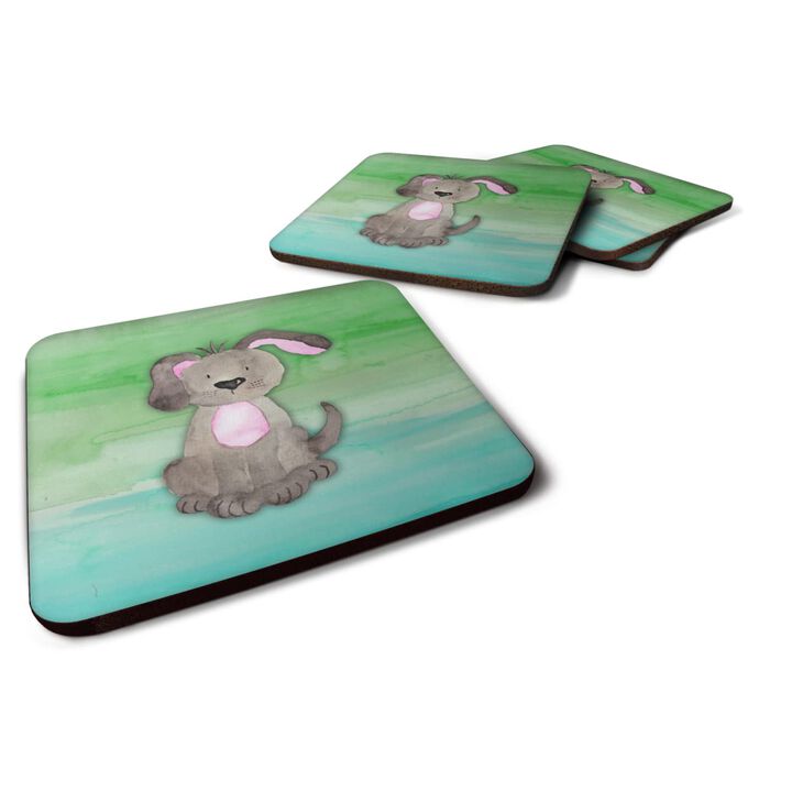 Caroline's Treasures Dog Teal and Green Watercolor Decorative coasters, 3.5, Multicolor