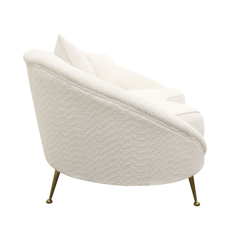 Pasargad Home Luna Collection Curved Sofa, 2 Pillows Included, Mocha