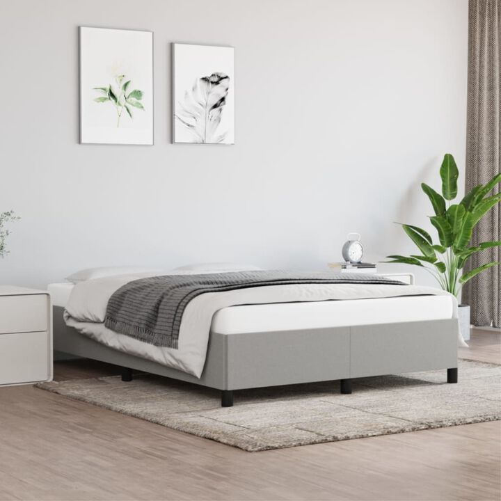 vidaXL Modern Fabric Bed Frame, Full/Double Bed Size, Light Gray - Essential Bedroom Furniture - Suitable for 53.9" x 74.8" Mattress