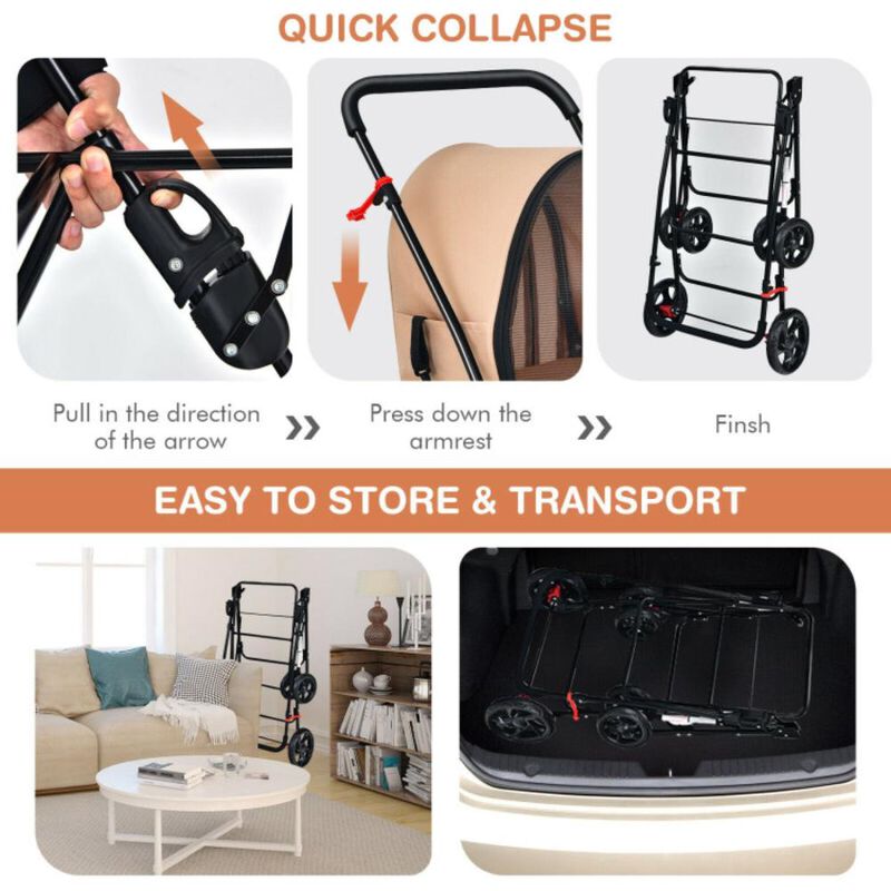 Hivvago 4-in-1 Double Pet Stroller with Detachable Carrier and Travel Carriage