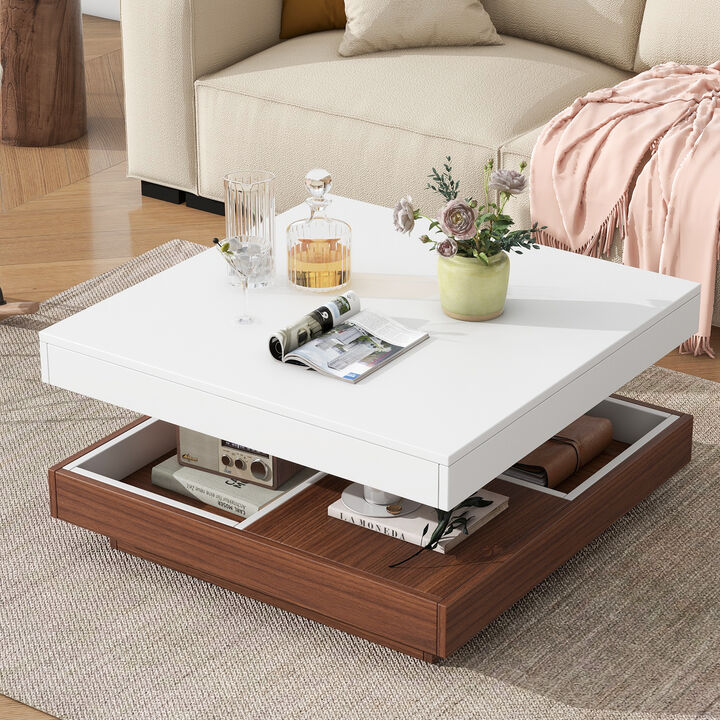 Merax Modern Square Rotating Coffee Table