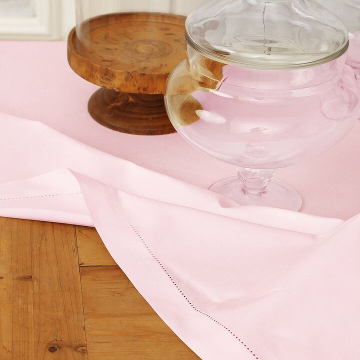 Solino Home Cotton Linen Hemstitch Tablecloth for Thanksgiving, Christmas