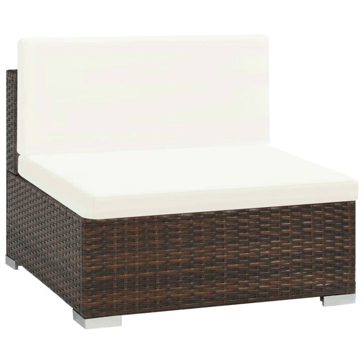 vidaXL 7 Piece Garden Lounge Set with Cushions Poly Rattan Brown