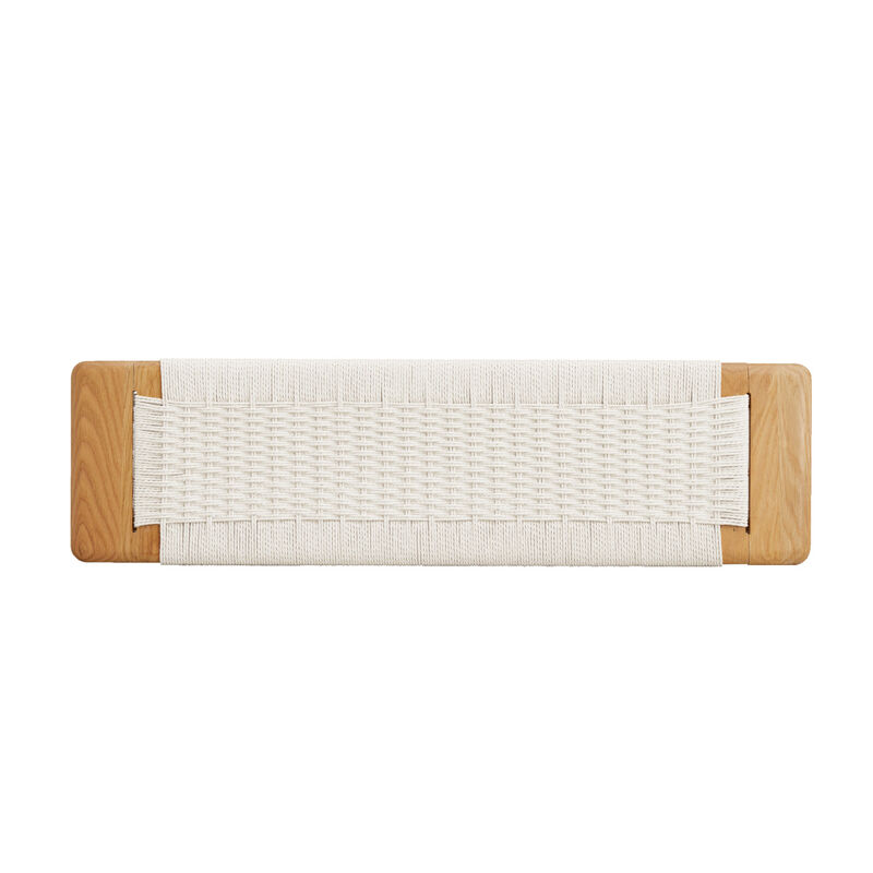 Design Natural Oak Wood Dining Bench Bed Bench For Dining Room, Bedroom, Bathroom (White)