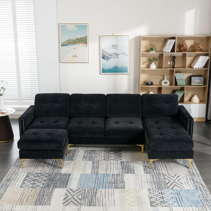 Merax Modular Convertible Sectional Sofa Velvet Couch