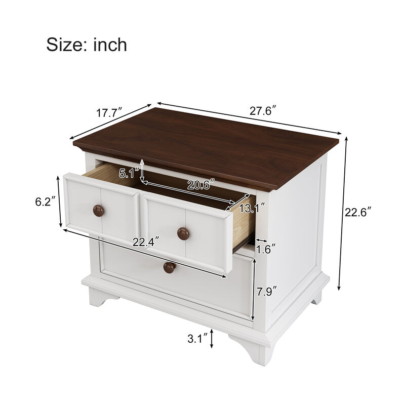 Merax Retro Wood Nightstand with 2 Drawers
