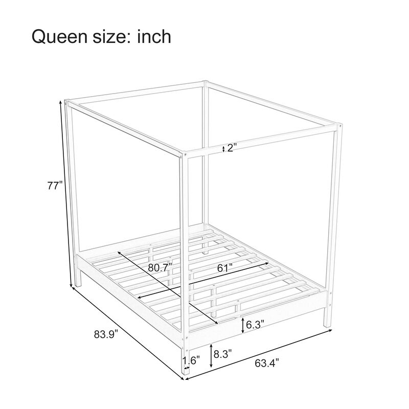 Merax Canopy Bed Frame Four Poster Platform Bed
