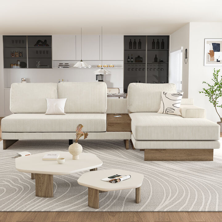 Merax L-shaped Sofa Sectional Sofa with Two USB Ports