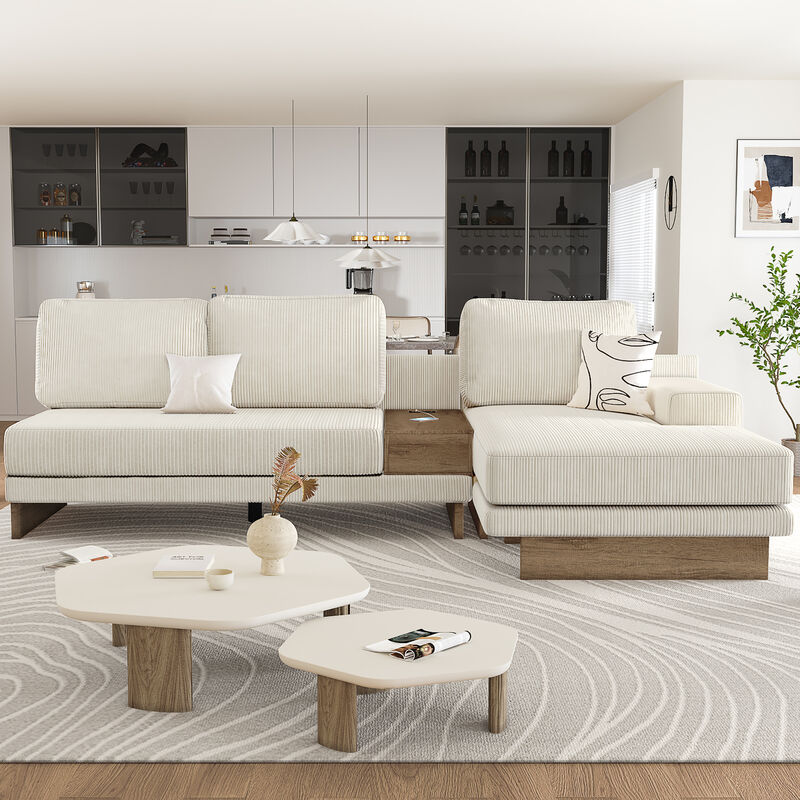 Merax L-shaped Sofa Sectional Sofa with Two USB Ports