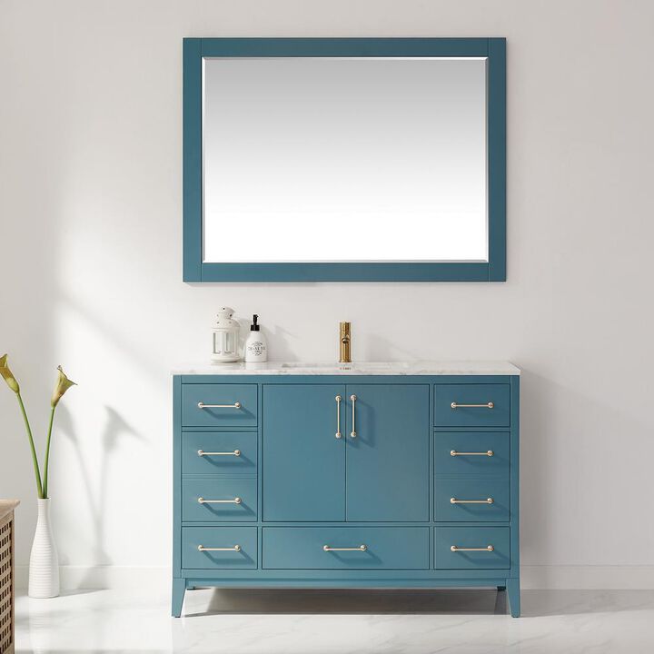 Altair 48 Rectangular Bathroom Wood Framed Wall Mirror in Royal Green