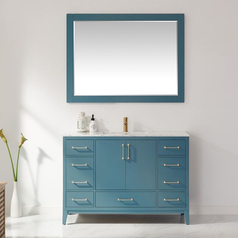 Altair 48 Rectangular Bathroom Wood Framed Wall Mirror in Royal Green
