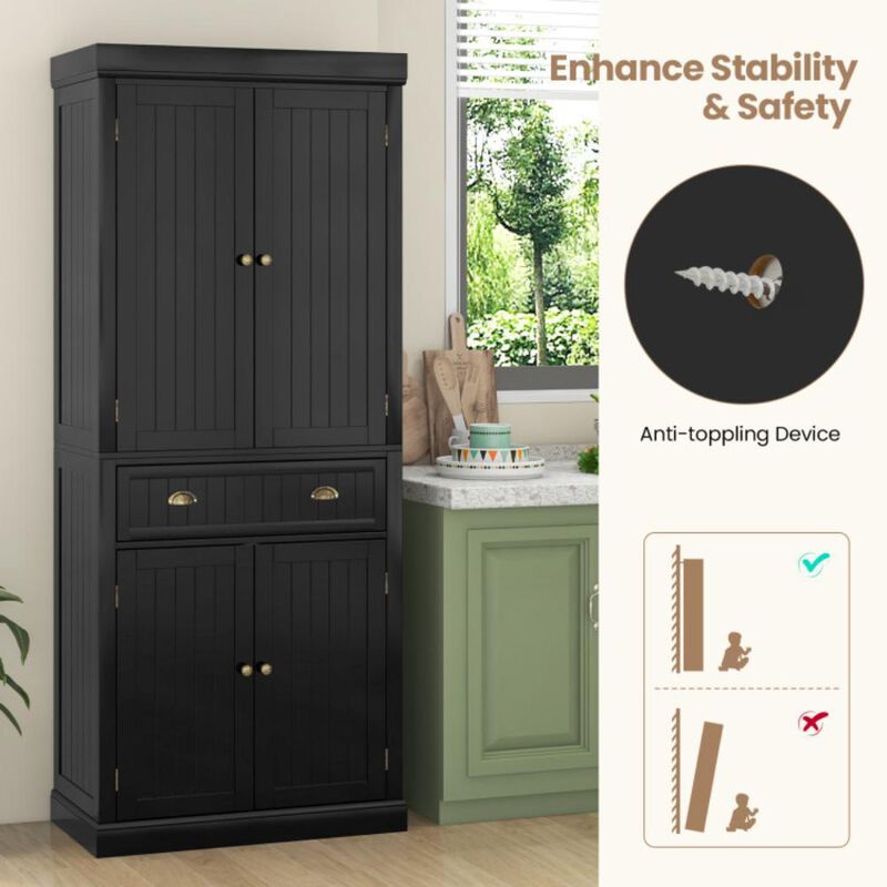 Hivvago Kitchen Pantry Storage Cabinet with Doors Drawer and Adjustable Shelves