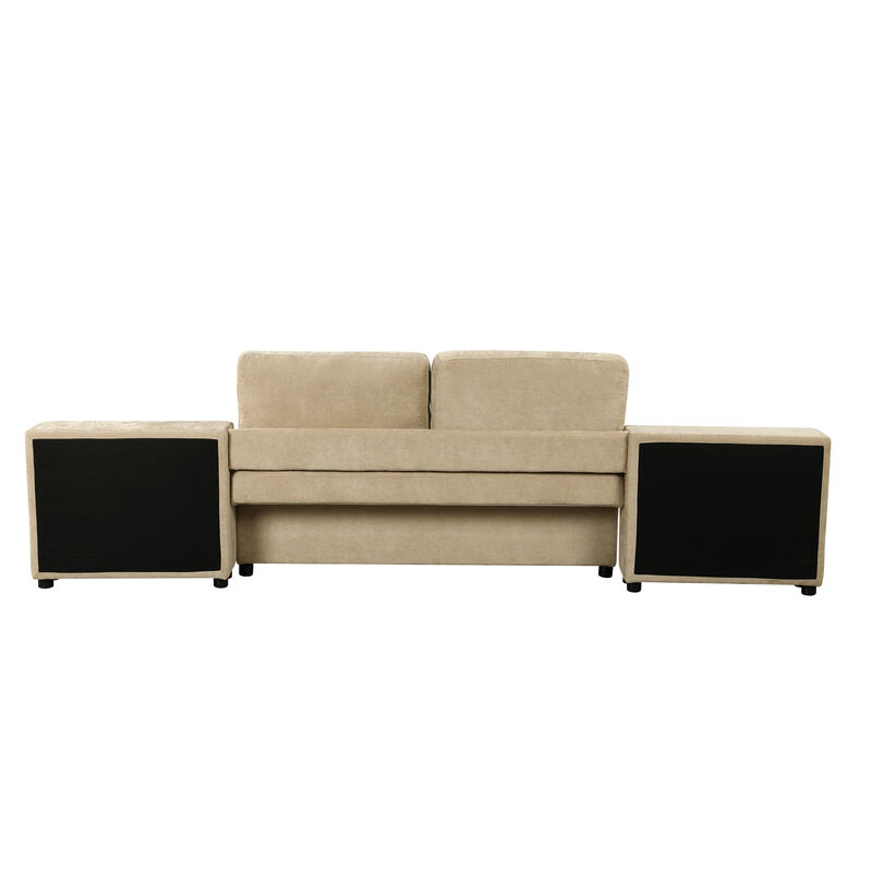 Merax Chenille Sofa Bed Modular Sofa Free-combined Sofa with 2 Storage Racks