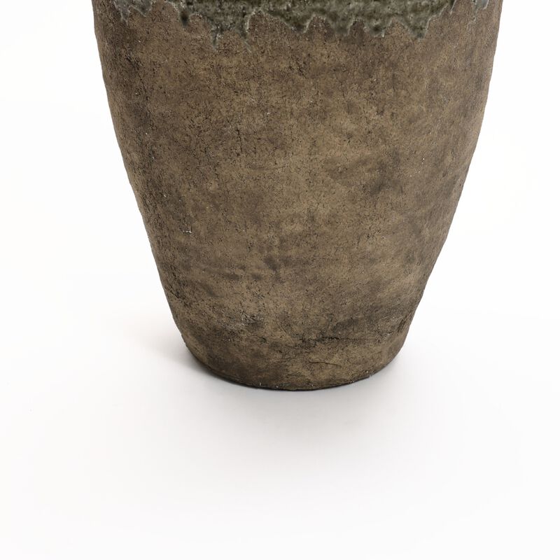 LuxenHome Rustic Brown Stoneware 18.5-Inch Tall Indoor and Outdoor Bud Vase