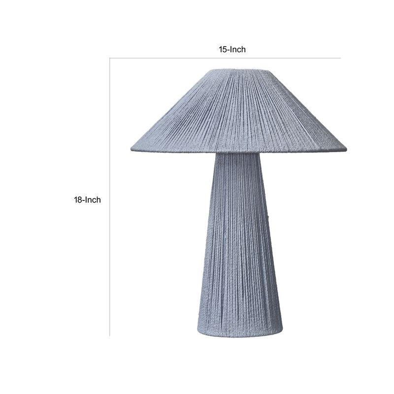 Liya 18 Inch Table Lamp, Cone Shade and Tapered Base, Textured Blue Finish - Benzara