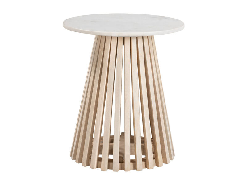 Mazara Side Table White & Natural