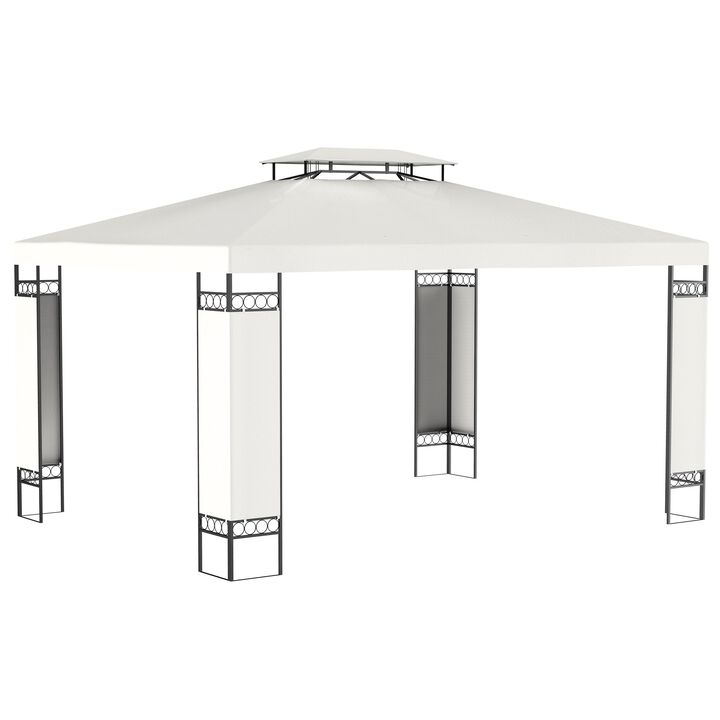Cream Outdoor Pavilion: 13'x10' Gazebo with Double Vented Roof