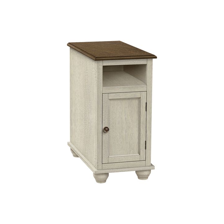 Monarch Specialties I 3965 - Accent Table, End, Side Table, Bedroom, Nightstand, Narrow, Lamp, Storage, Antique White Veneer, Brown Veneer, Traditional