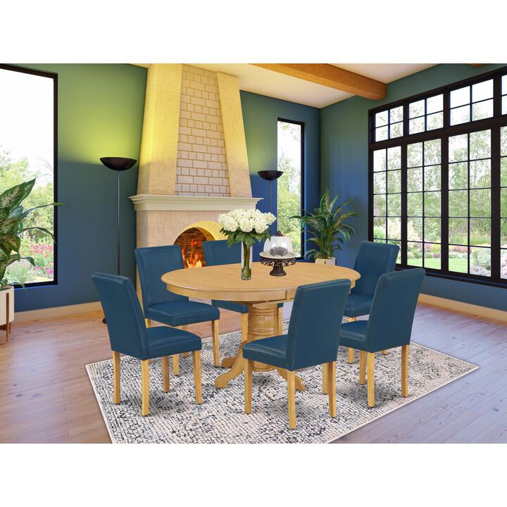 East West Furniture Dining Room Set Oak, AVAB7-OAK-55