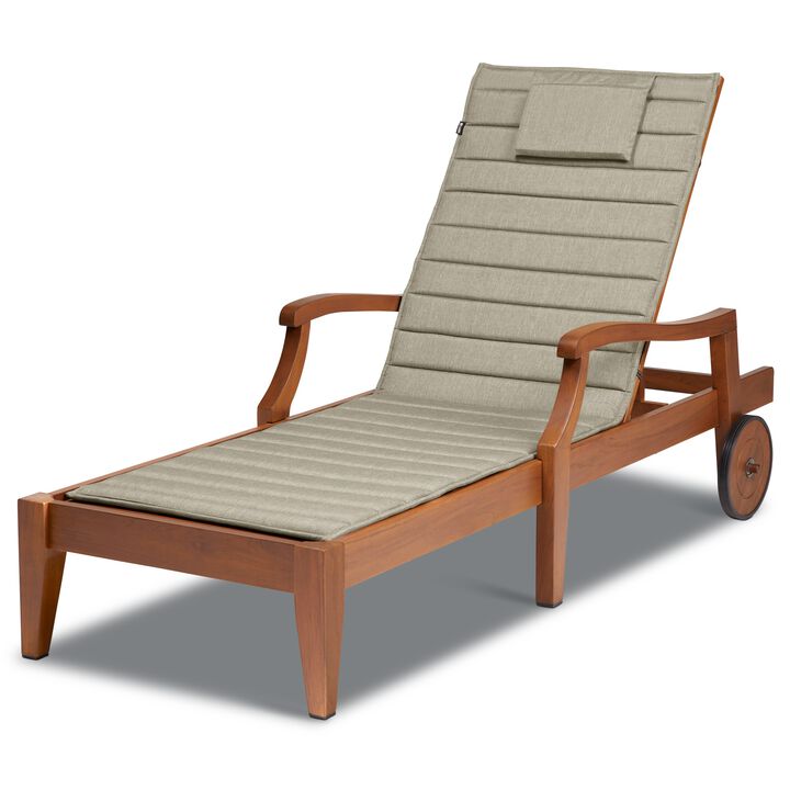 Classic Accessories Storigami Water-Resistant 74 x 23 Inch Chaise Lounge, Heather Grey, Outdoor Cushion, 74" L x 23" W