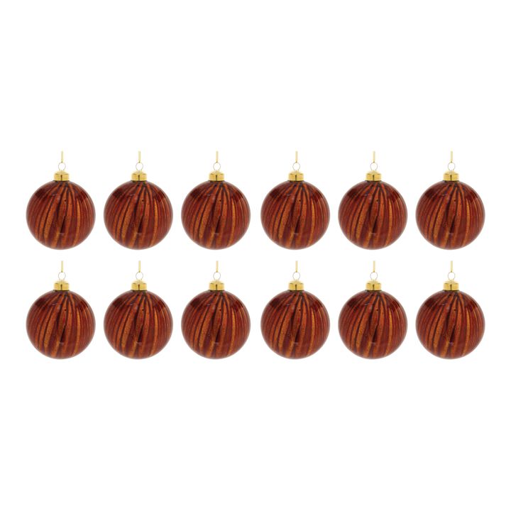 Amber Glass Ball Ornament (Set of 12)