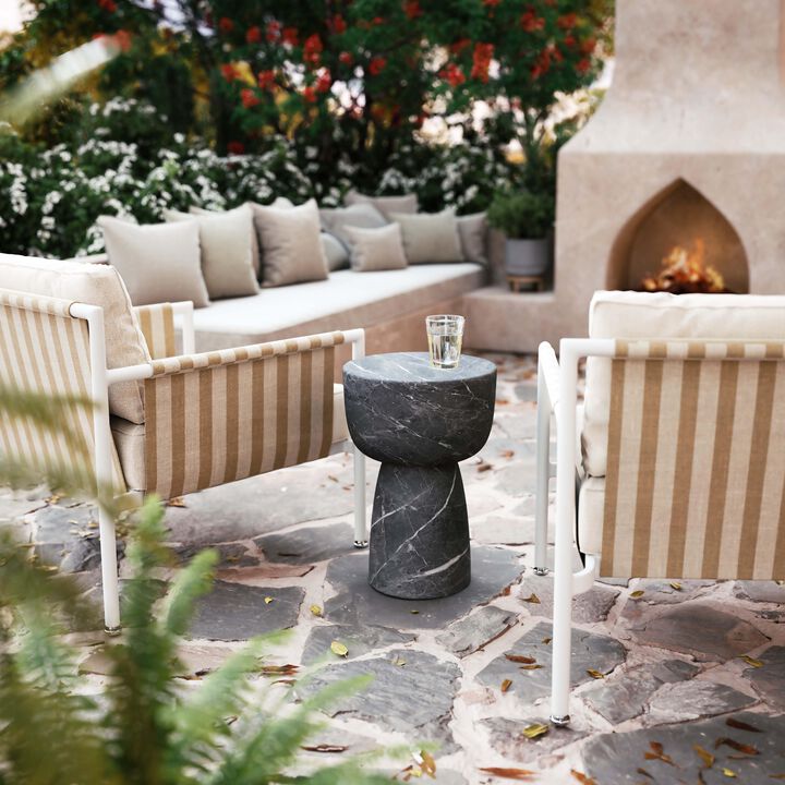 Charra Faux Travertine Indoor/Outdoor Side Table