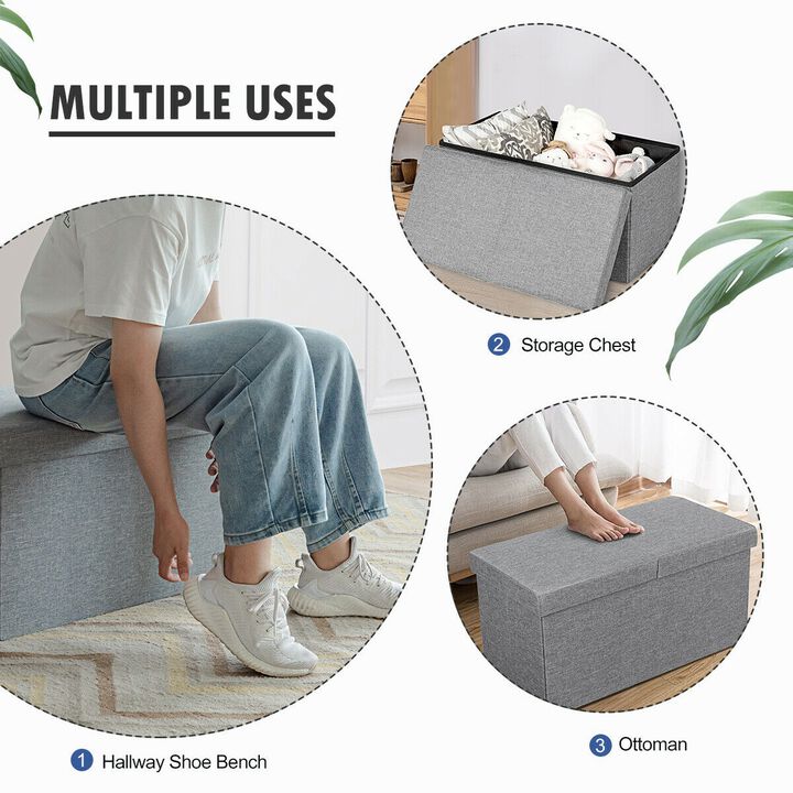 Folding Storage Ottoman with Lift Top
