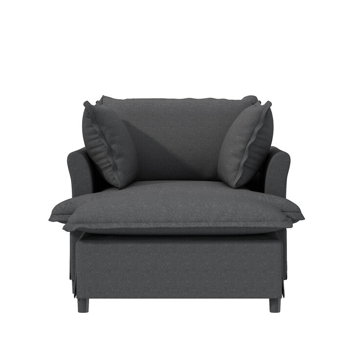 Merax Chenille Single Sofa with 1 Movable Ottoman