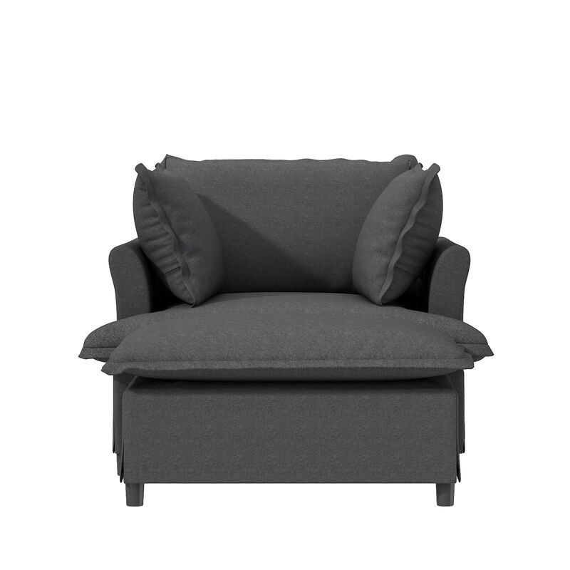 Merax Chenille Single Sofa with 1 Movable Ottoman