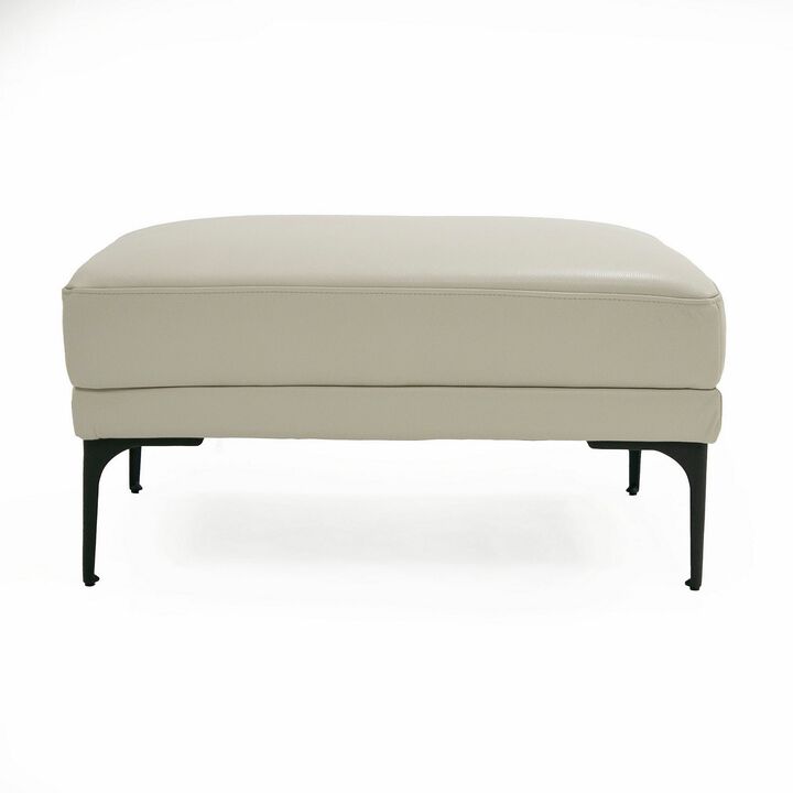 Salk 30 Inch Ottoman, Rectangular Cushioned Seat, Light Gray Upholstery - Benzara