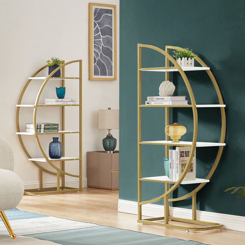 Merax 4 Tiers Golden Home Office Open Bookshelf Flexible Bookcase