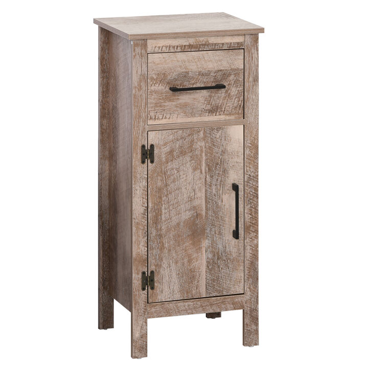 Freestanding Compact Bathroom Storage Organizer w/Shelves and Pull-Out Drawer