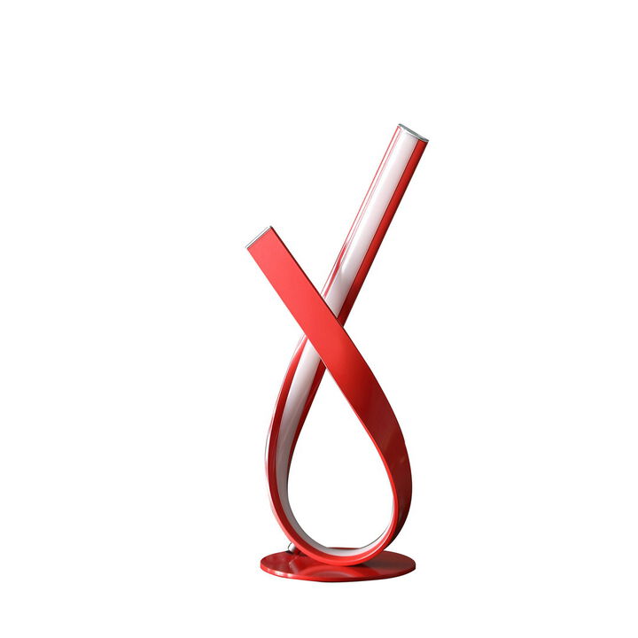 17" In Abstract Upright Ribbon Bow LED Red Metal Table Lamp