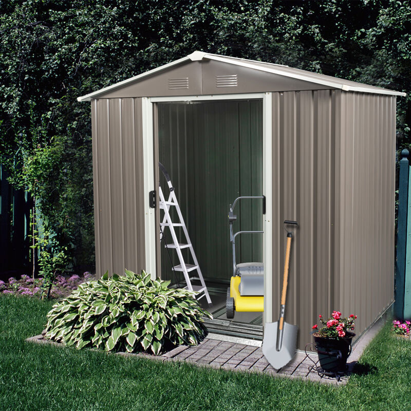 6FT X 5FT Outdoor Metal Storage Shed Gray