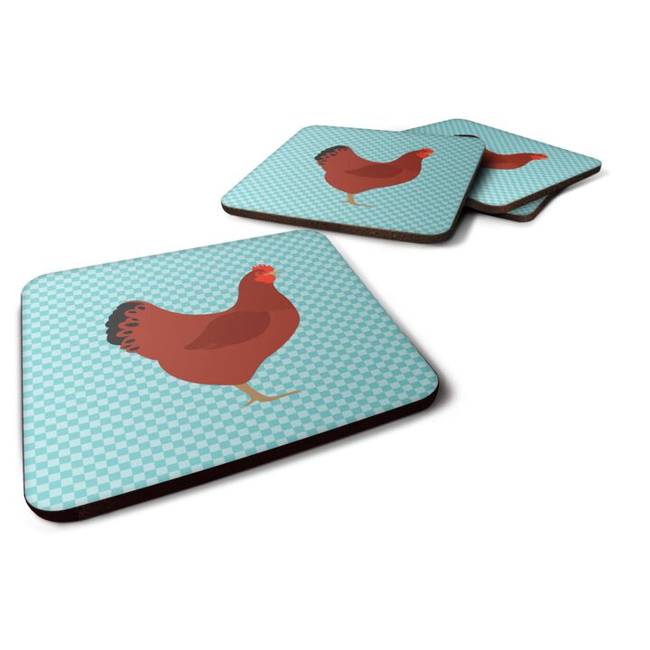 Caroline's Treasures New Hampshire Red Chicken Blue Check Decorative coasters, 3.5, Multicolor