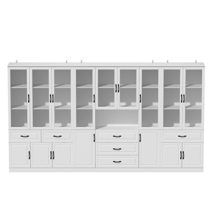 FUFU&GAGA White Composite 4 -Shelf Oversized set Bookcase with Doors ( 141.7-Inches W x 78.7-Inches H x 15.7-Inches D ),White