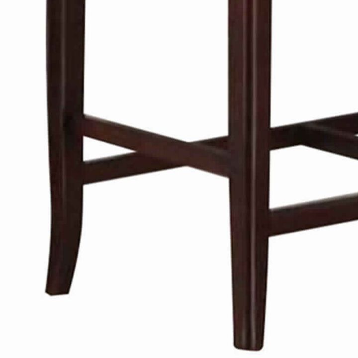 Rubber Wood High Bench with Tufted Upholstery Brown-Benzara