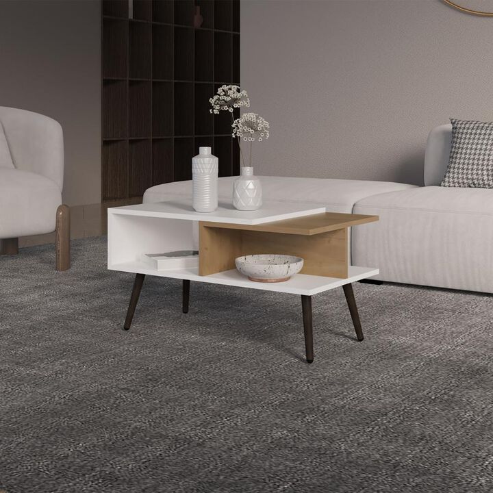 Vowinckel Coffee table, Living Room, White/ Light Pine